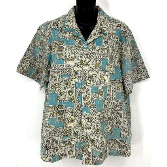 Nui Nalu Men Hawaiian Shirt Size Large Gray Floral Short Sleeve Button Up Aloha - Picture 1 of 9